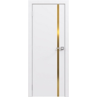 Дверь межкомнатная Эмаль Line-2 (Белый/ Золотой молдинг)